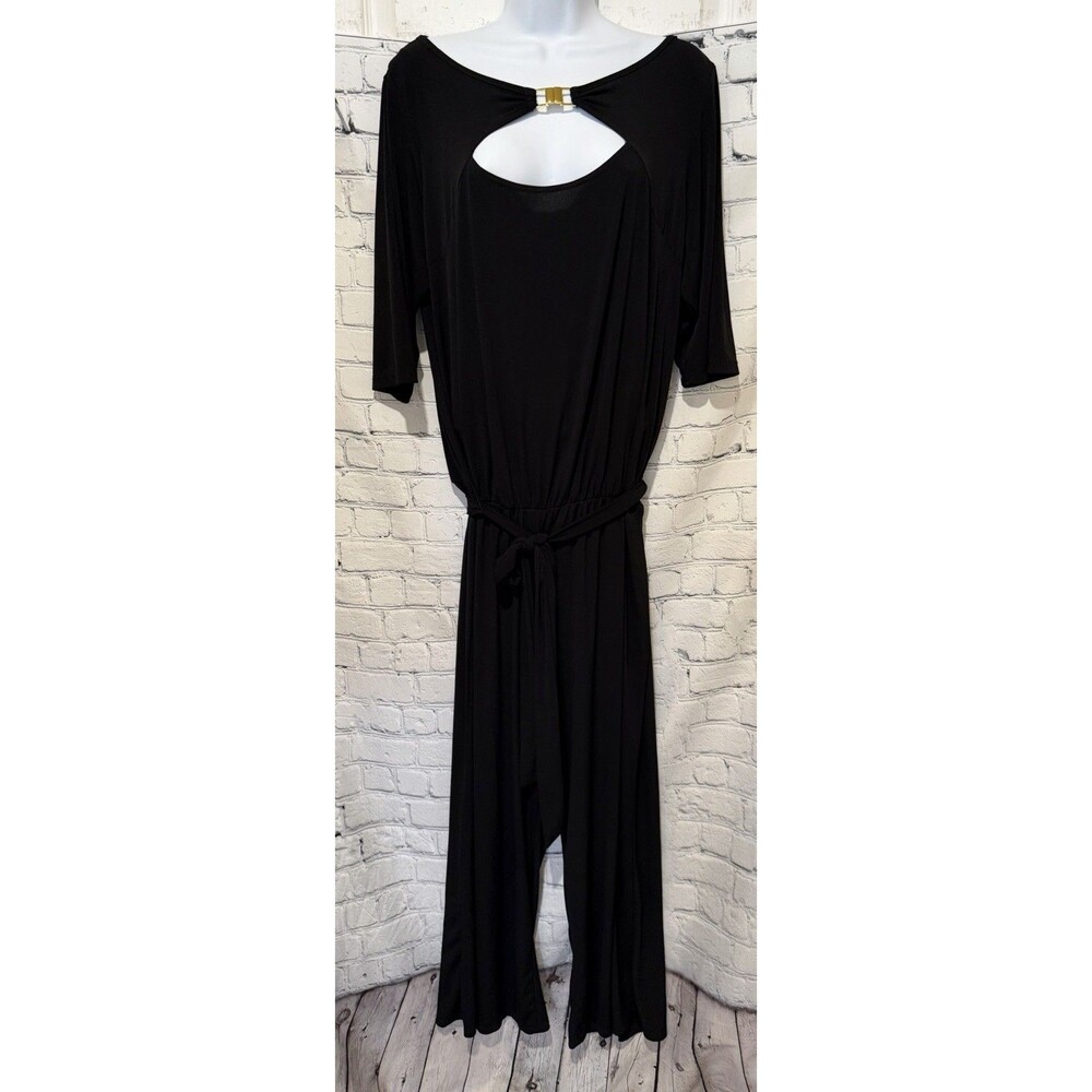 Avenue black plus-size Pants jumpsuit featuring mid-length sleeves 14/16